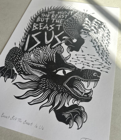 We Hunt The Beast black riso